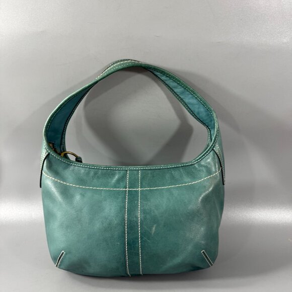 Vintage Coach # 10739 Small Ergo Hobo Teal Leather Handbag Blue Green - Picture 6 of 14